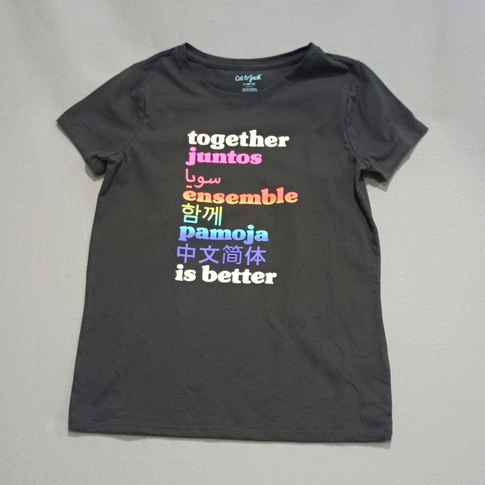 Cat & Jack Unisex Kids Multilingual Together Is Better Graphic T-Shirt 10-12